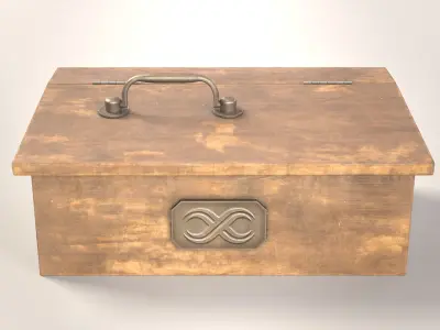 Vintage wooden secretary box Low-poly 3D model