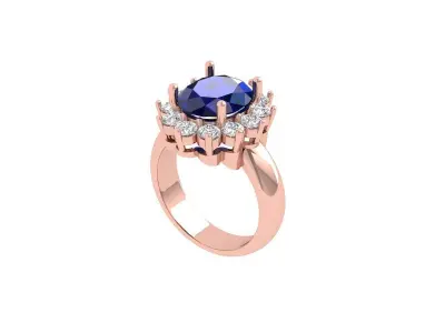 Oval Art Deco Ring 3D print model 13