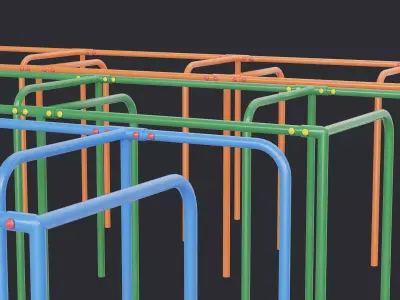 Labyrinth Outdoor Calisthenics Rig Green Blue Orange 3D Model Pack