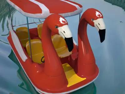 Pedal boat - flamingo Low-poly 3D model