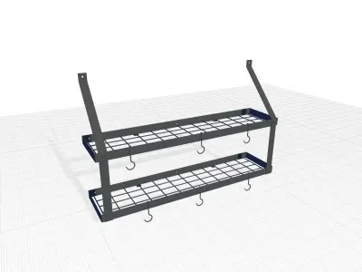 Custom Wall Mounted Double Pot Rack 3D model purchase
