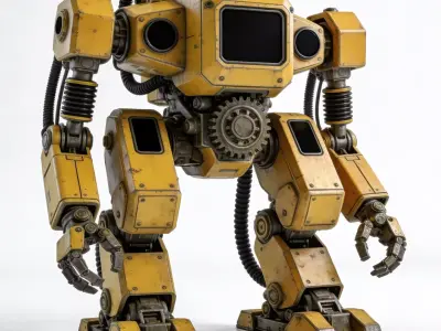 Realistic Weathered Industrial Worker Mech 3D Model Low-poly 3D model