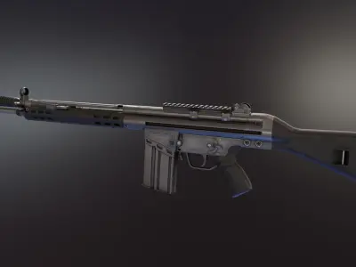 HK G3 Battle Rifle Low-poly 3D model