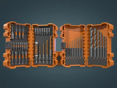 Drill Bit Set Low-poly 3D model purchase