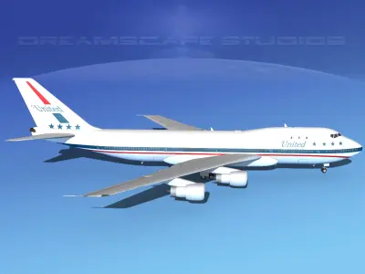 Boeing 747-100 United Airlines 1 3D model