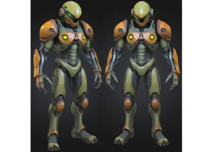 Alien Combat Unit Low-poly 3D model
