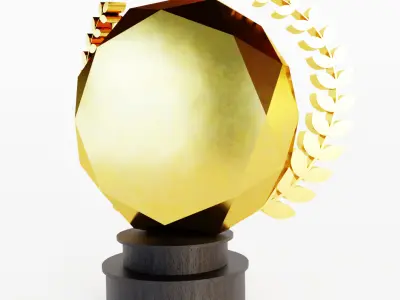 Award 3D with Gold and Black Wooden Material 3D model purchase