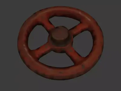 Rusty Red Valve Wheel Industrial Horror Game Prop Low-poly 3D model