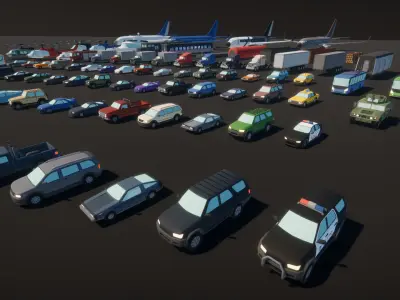 Low Poly Cartoon Vehicles Low-poly 3D model
