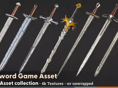 22 Sword with Texture - Game Asset 3D model