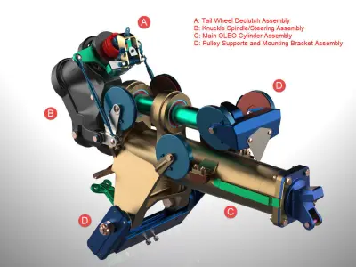 P-51D Mustang TW Shock Cyl Steering Declutch and Mount Brkts 3D Model Pack