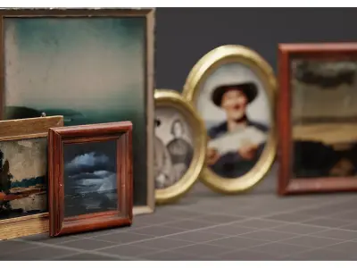 Vintage Picture Frames and Antique Fisherman Wall Art Photo 3D model