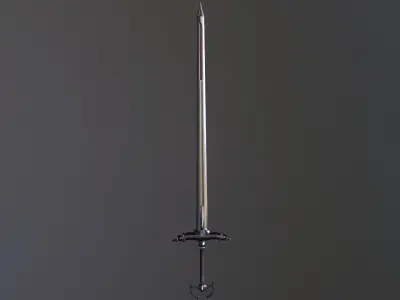 German stylized two-handed sword Low-poly 3D model