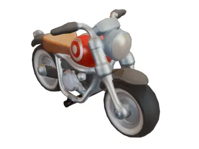 Stylized retro motorcycle 3D model