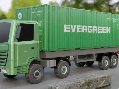Lowpoly Truck Animated Low-poly 3D model