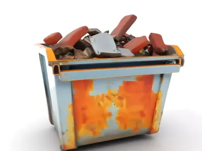 Construction Dumpster with Debris Model Pack Low-poly 3D model