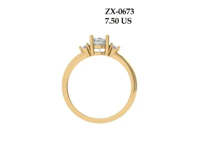 Oval 3 Stone Bridal Ring 3D print model get