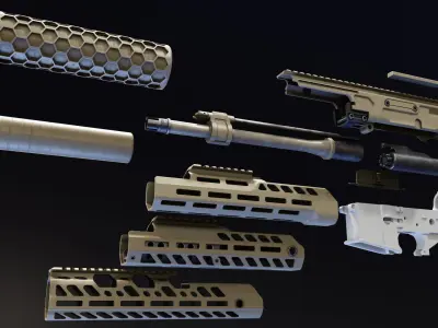 SUR300 Upper Receiver Low-poly 3D model