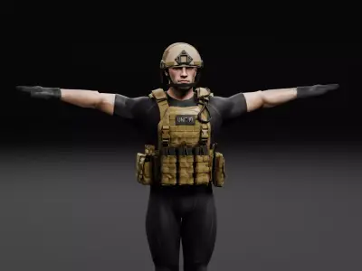 Modular Tactical Soldier  Game Ready And Rigged Low-poly 3D model