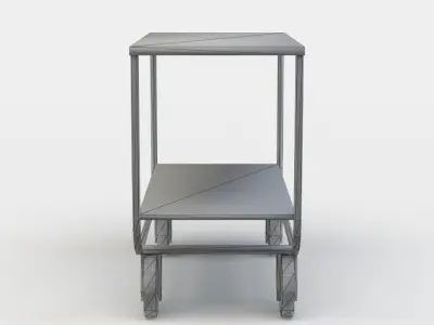 Trolley metal cart with wheels and shelf Low-poly 3D model