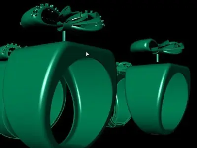 2 part bowtie rings 3D print model