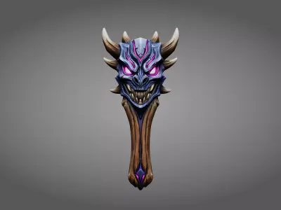 Stylized Oni Demon Mask Dagger Free 3D model