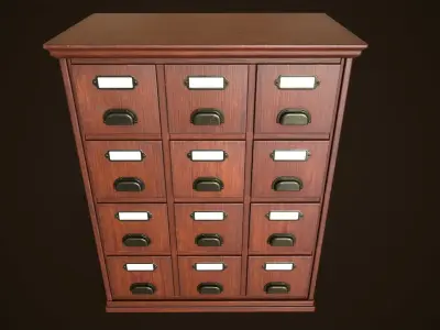 Vintage File  Drawer Cabinet Low-poly 3D model