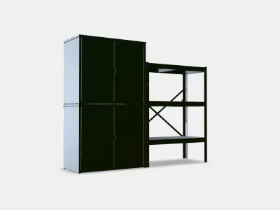 BROR Shelving unit with cabinets Low-poly 3D model
