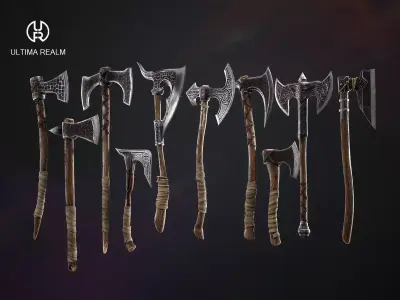 Viking Axes Low-poly 3D model