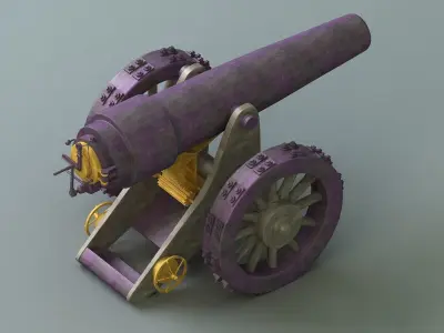cannon gun weapon artillery war defence stylized pirate old  3D model