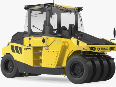 Bomag BW 28 RH Pneumatic Tired Compactor Rigged 3D model