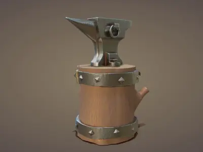 Blacksmith Anvil Set Low-poly 3D model