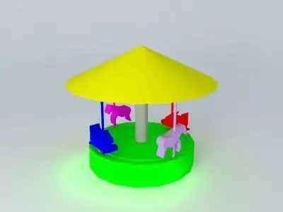Tiovivo colorful carousel Free 3D model