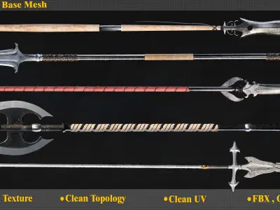 10 Model of battle spear Low-poly 3D model