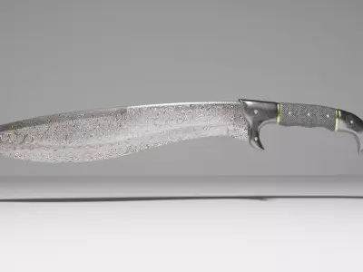 Damascus Hunting Machete Low-poly 3D model