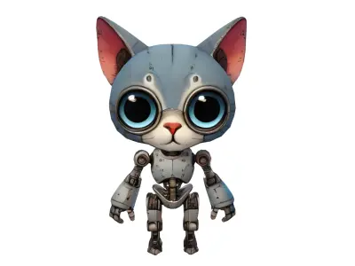Circuit the Cyborg Cat Low-poly 3D model