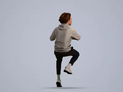 00212Quint0011 - Adult Caucasian man exercising at home in 3D model