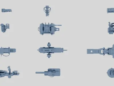 12 Mechanical Structures Kitbash 3D model
