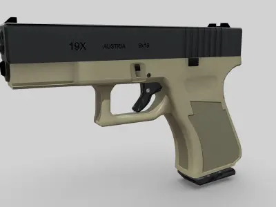 Glock 19 modified Low-poly 3D model