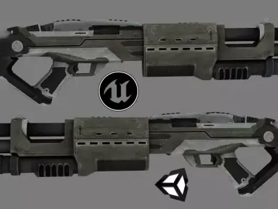 Modern Shotgun low-poly 3D Model Low-poly 3D model