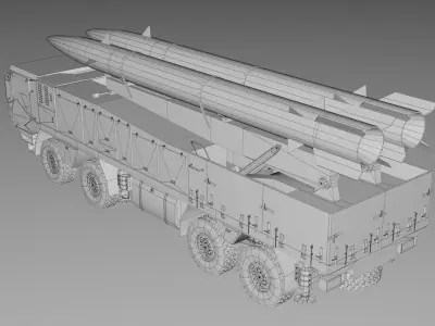 Ballistic Missiles and Artillery Rockets Launcher Military Low-poly 3D model