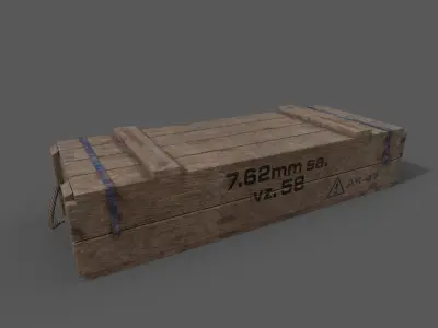AK-47 wood box 3D model Low-poly 3D model