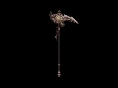 Steampunk Scythe 3D model
