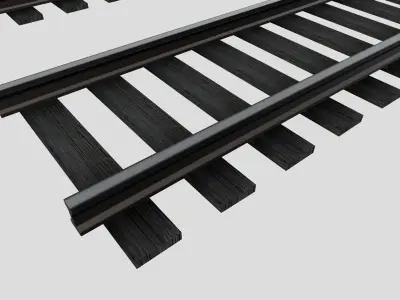 Railroad Tracks Straight And Curved Tileable Low-poly 3D model
