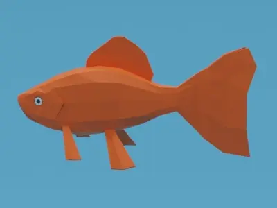 Low Poly Cartoon Goldfish Low-poly 3D model