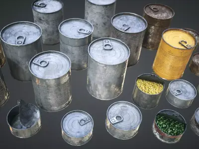 Cans Pack Low-poly 3D model