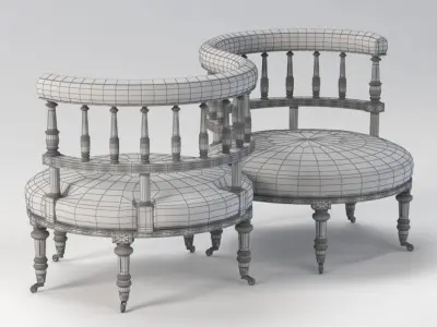 Unforgettable Antique Courting Chair 3D model