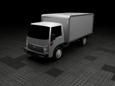 Low Poly Modern Generic Box Truck  Low-poly 3D model