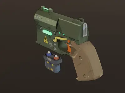 Plasma Gun Cartoon Low-poly 3D model