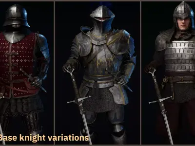 Knight Armor Collection - Metahuman and Customization System Low-poly 3D model